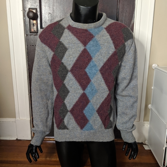 Amita vintage wool Italian argyle sweater - Picture 1 of 8